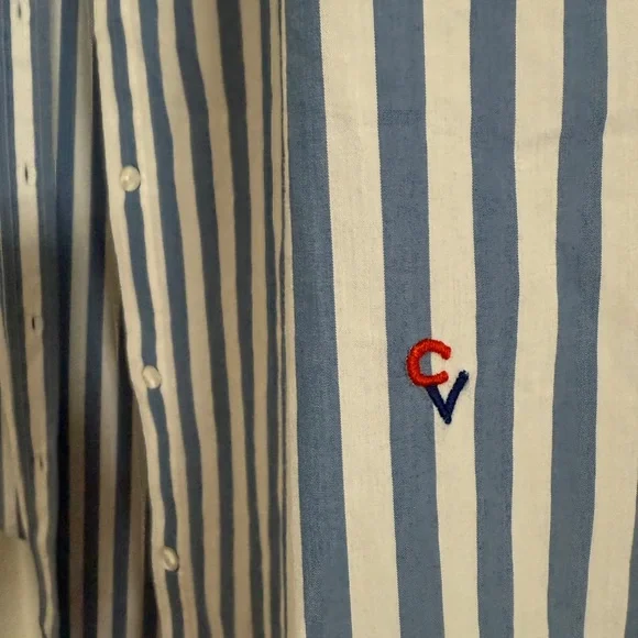 🤩 RARE Clare V Blue/White Stripe Dress w/ red embroidered sardine detail - Small - Picture 6 of 7